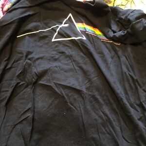 Black Graphic T-Shirt with Rainbow Design